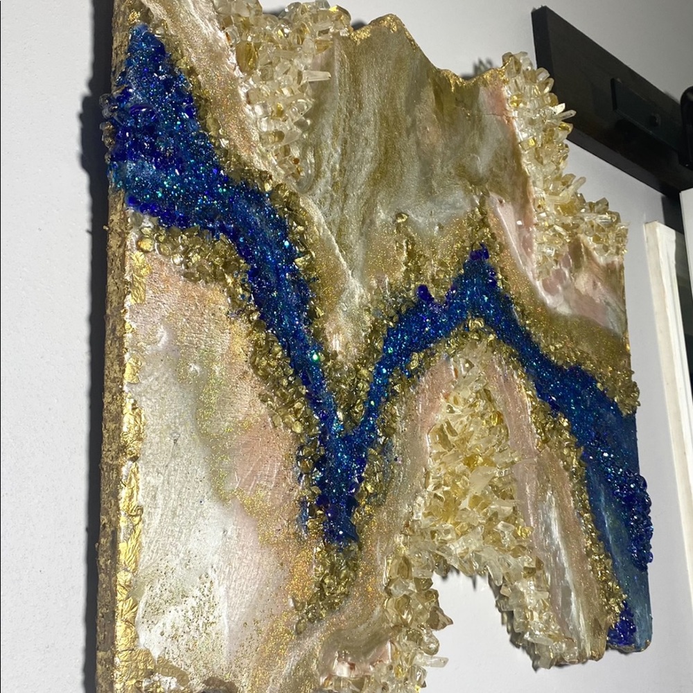Resin Wall Art Epoxy Geode Stone Rock Nile river Inspired Home Decor Wood Canvas